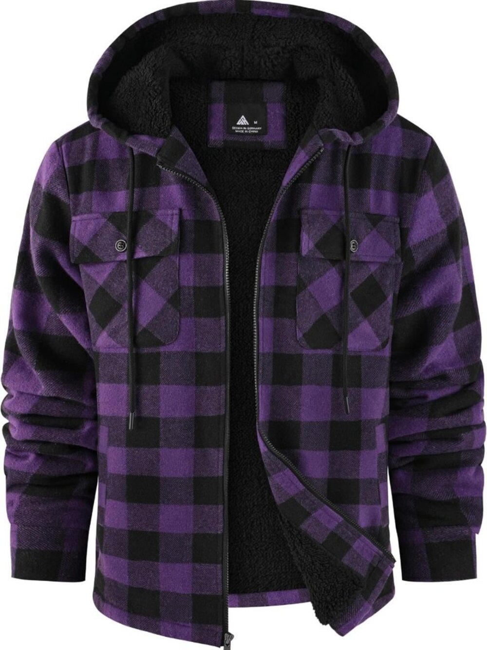 Cozy Men's Plaid Flannel Jacket with Fleece Sherpa Lining - Winter Zip-Up Hoodie